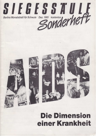 Titelblatt des Siegessäule-Sonderhefts „AIDS – Die Dimension einer Krankheit“ von Dezember 1985.