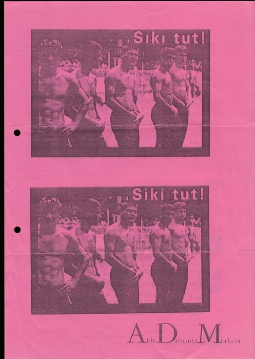 Pinker Flyer mit zwei Bildmotiven und der Aufschrift „Siki tut!“ sowie ADM-Logo.