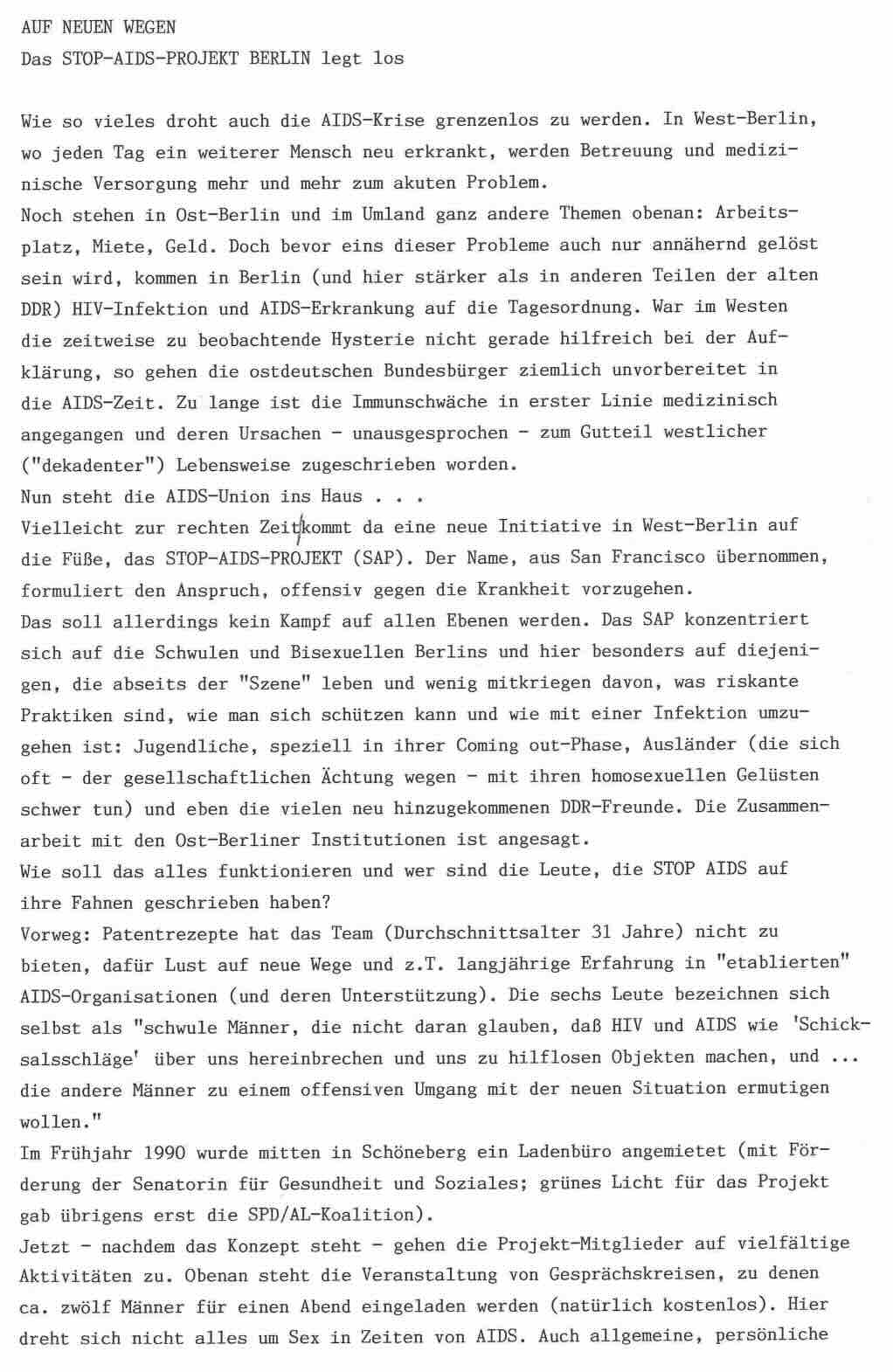 Vorschau STOP AIDS Projekt Berlin – Auf neuen Wegen (1990)