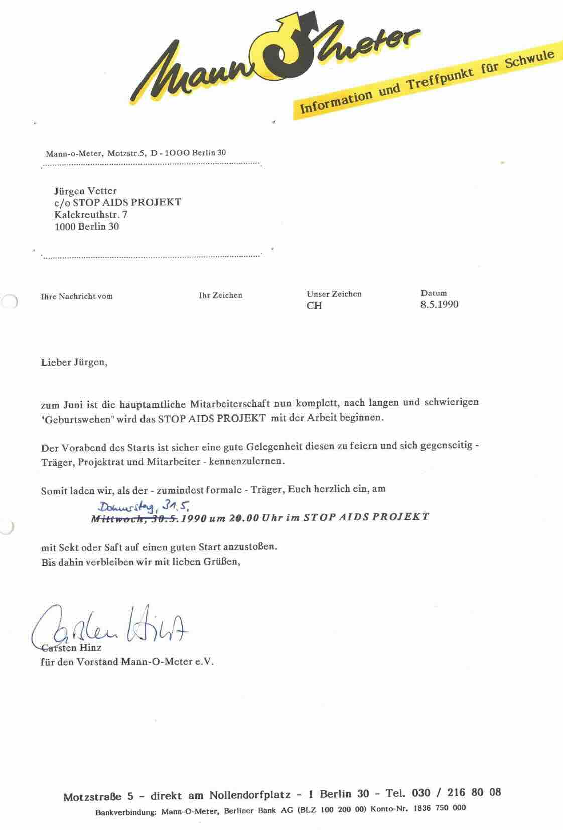 Vorschau STOP AIDS Projekt Berlin – Veranstaltungen und Einladungen (1990–1991)