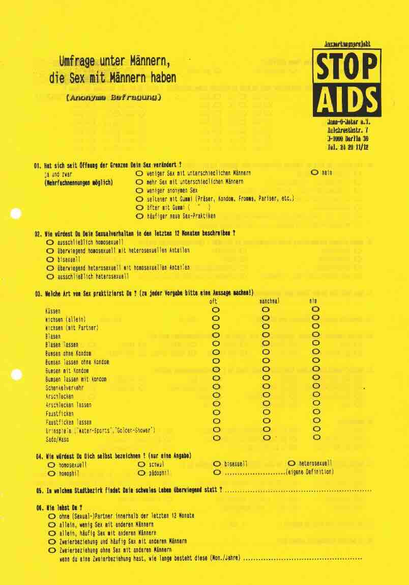 Vorschau STOP AIDS Projekt – Umfrage (o. J.)