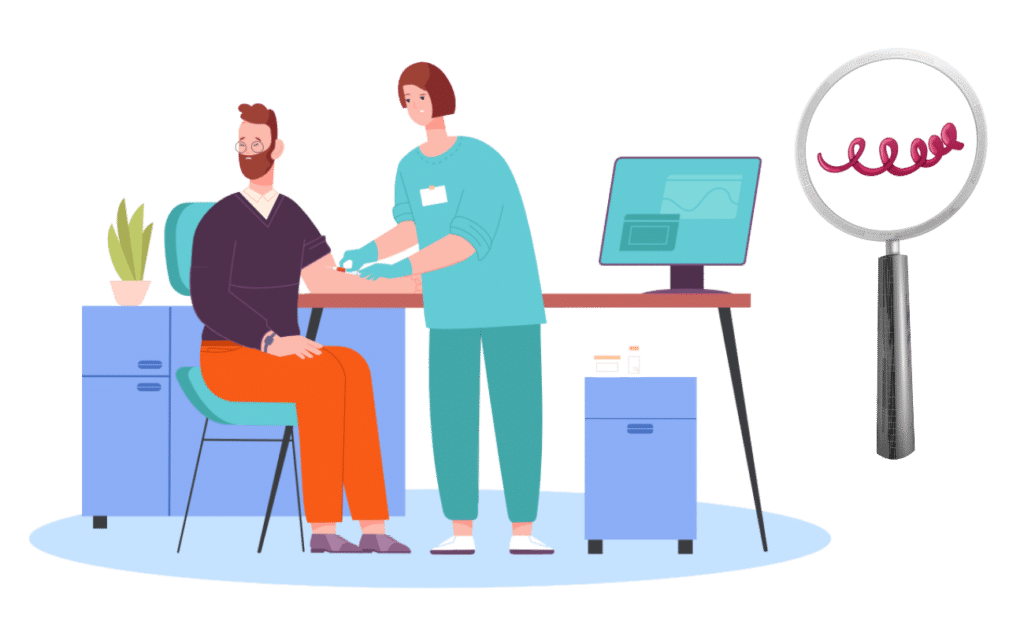 Illustration eines Bluttests auf Syphilis in einer medizinischen Praxis