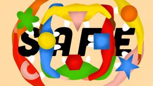 Illustration: From above, you look down on abstract people who form a circle with their arms. "Safe" is written in the circle.